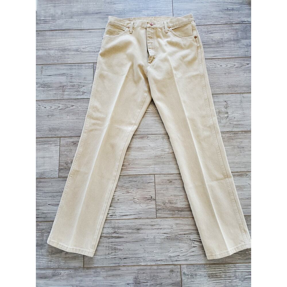 Used Wranglers Men's Taupe Jeans Sz 36/34 100% Cotton Straight Leg Deep Pockets